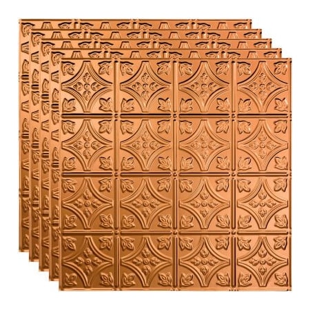 Acoustic Ceiling Products Fasade Traditional Syle # 1 - 23-3/4" x 23-3/4" PVC Lay In Tile in Polished Copper - PL5025